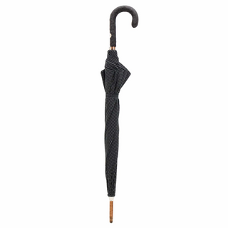 Punto bianco ostrich leather handle handmade Italian men's umbrella close-up