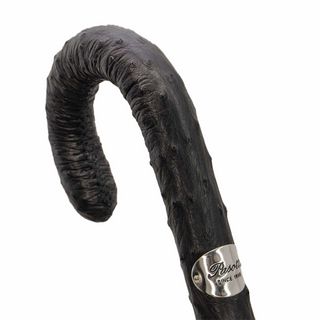 Punto bianco ostrich leather handle handmade Italian men's umbrella canopy