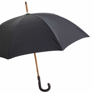 Punto bianco ostrich leather handle handmade Italian men's umbrella side view
