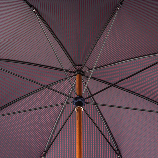 Navy leather handle red dots handmade Italian men's umbrella open
