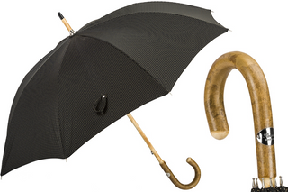 Solid ash wooden handle water resistant handmade Italian classic men's umbrella front