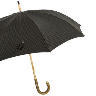 Solid ash wooden handle water resistant handmade Italian classic men's umbrella side