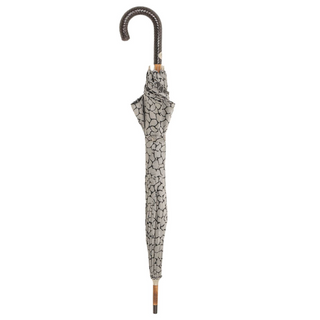 Braided leather handle handmade Italian men's rain umbrella close-up