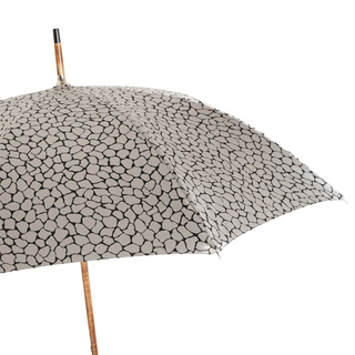 Braided leather handle handmade Italian men's rain umbrella detail