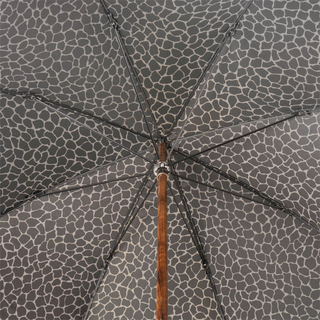 Braided leather handle handmade Italian men's rain umbrella open