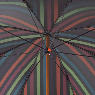 Luxury designer multicolor striped canopy Italian leather handle men's umbrella open