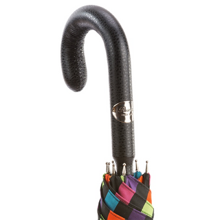 Luxury designer multicolor striped canopy Italian leather handle men's umbrella canopy