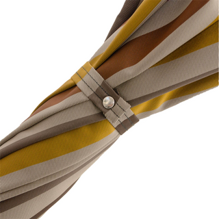 Gentleman's striped luxury ostrich leather handle Italian men's umbrella top view