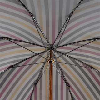 Gentleman's striped luxury ostrich leather handle Italian men's umbrella open