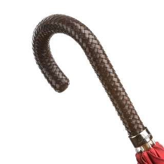 Luxury gent's braided leather handle wide canopy handmade Italian umbrella canopy