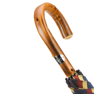 Large striped chestnut handle water repellent handmade Italian men's umbrella canopy