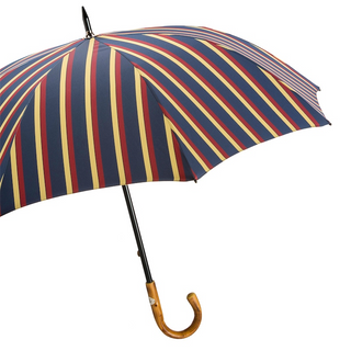 Large striped chestnut handle water repellent handmade Italian men's umbrella side