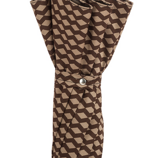 Geometric jacquard chestnut handle water resistant handmade Italian umbrella top