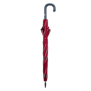 Large striped Italian leather handle handmade men's umbrella close-up