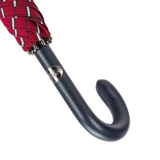 Large striped Italian leather handle handmade men's umbrella canopy