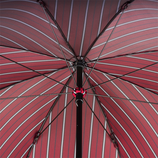 Large striped Italian leather handle handmade men's umbrella open