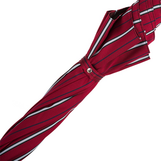 Large striped Italian leather handle handmade men's umbrella top view