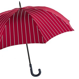 Large striped Italian leather handle handmade men's umbrella side view