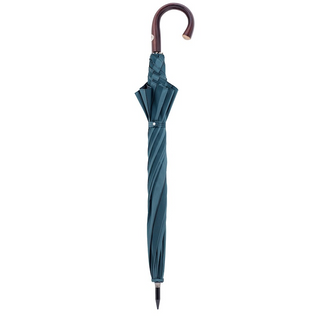 Large striped dark chestnut handle handmade Italian men's umbrella close-up