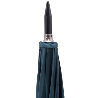 Large striped dark chestnut handle handmade Italian men's umbrella detail