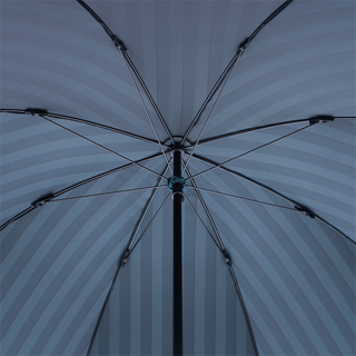 Large striped dark chestnut handle handmade Italian men's umbrella open