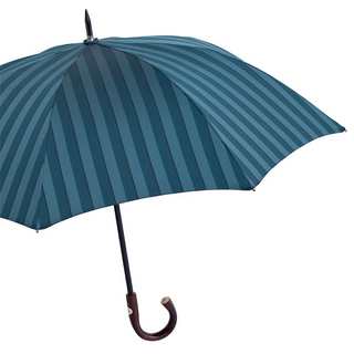 Large striped dark chestnut handle handmade Italian men's umbrella side view