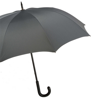 Mini chevron leather handle manual open handmade Italian men's umbrella side view