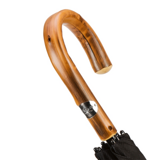Black wide extra large canopy chestnut handle handmade Italian umbrella detail