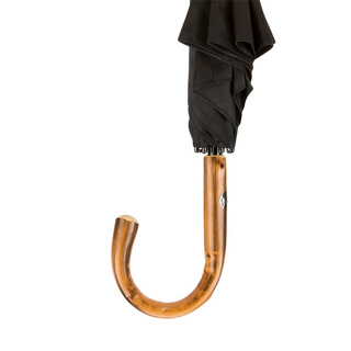 Black wide extra large canopy chestnut handle handmade Italian umbrella canopy