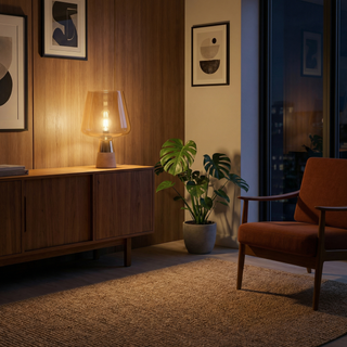 Industrial Bedside Lamp – LED Glass Stone Table Light With Polished Chrome Finish