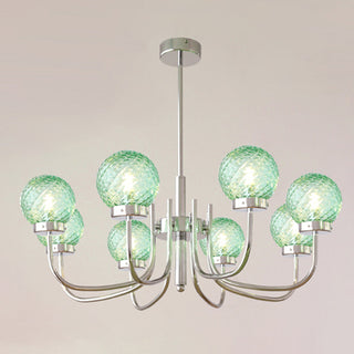 Luxury iron glass ball chandelier wide — modern ceiling warm