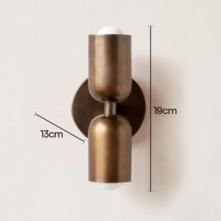 Copper double head modern wall lamp close-up — elegant sconce