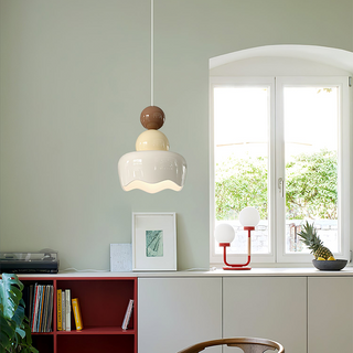 Adjustable cream warm glow pendant — bedside ceiling hanging lamp