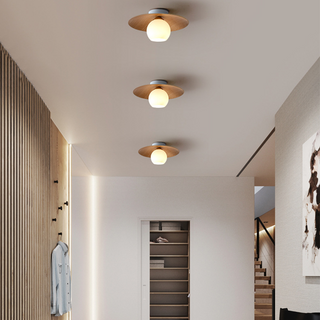 Plafonnier en bois naturel – Luminaire de chambre moderne avec lumière chaude