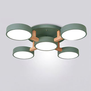 Multi-head acrylic ceiling fixture illuminated, diffused light