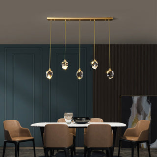 Modern crystal raindrop chandelier in interior — elegant lamp