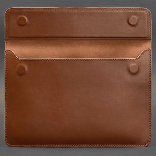leather laptop sleeve handmade magnetic envelope cover 15-16 inch side view