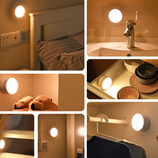 Mini LED rechargeable acrylic wall lamp close-up — cordless