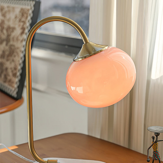 Marshmallow glass table lamp wide — metal base warm