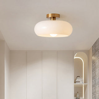 Vintage Glass Ceiling Light – Round Amber Pendant with Adjustable Hanging