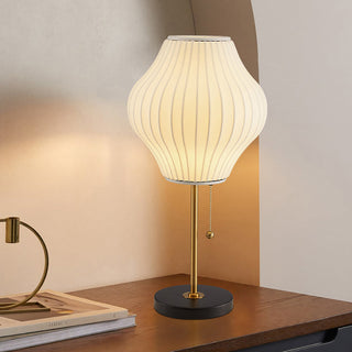Classic silk bedside lamp side — white shade warm glow