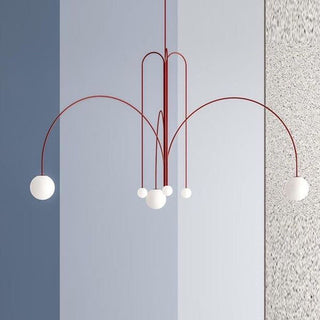 Suspension Art Déco Rouge - Grande Lampe Suspendue en Métal Style Médiéval Détaillé