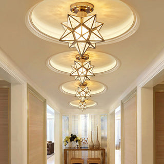 Star metal semi-flush ceiling light – modern metal shade