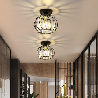 Iron glass semi-flush ceiling lamp – luxury hallway modern