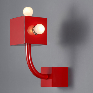 Vintage red metal wall lamp retro sconce — cozy ambient glow