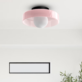 Plafonnier de cuisine moderne - Luminaire rond en verre à montage encastré pour éclairage d'îlot
