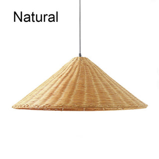 Woven Rattan Pendant Light - Retro Cone Boho Pendant Lighting With Adjustable Height