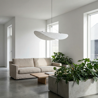 Tyvek Pendant Light – Textured Moon Shaped Suspension Lamp for Soft Ambiance