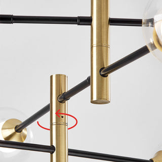 Iron glass round sputnik chandelier setting — modern hanging wide