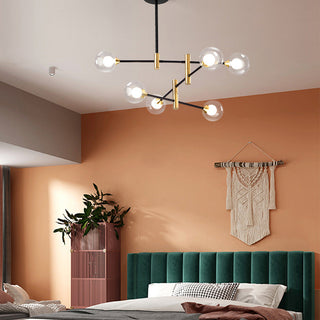 Sputnik round iron chandelier wide — modern glass hanging ceiling